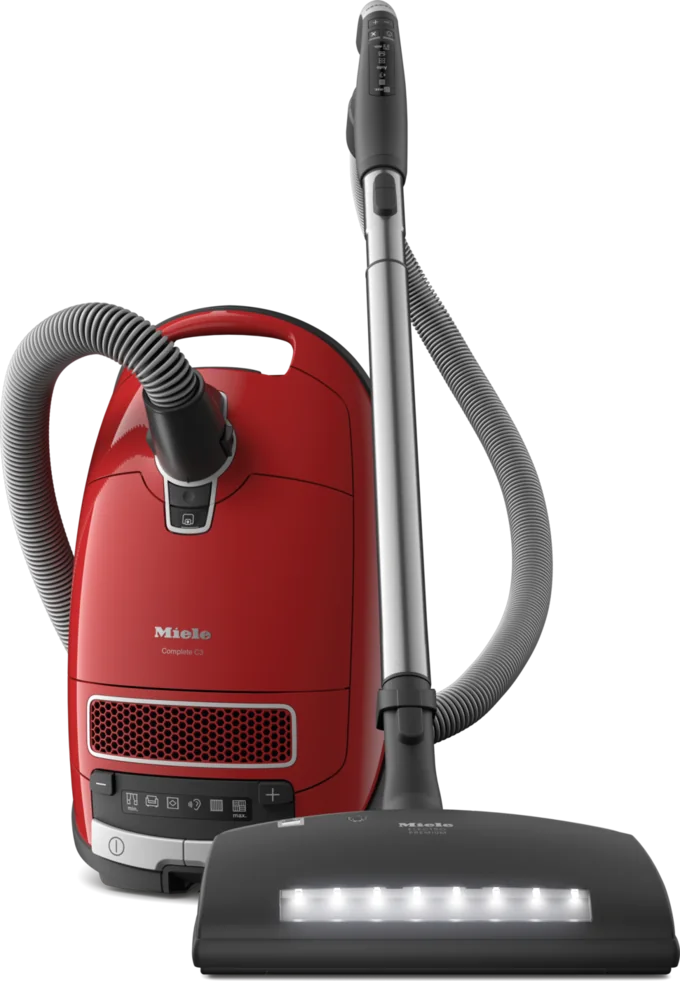 Red Miele Complete C3 HomeCare+ canister vacuum used by Oahu Fresh Clean