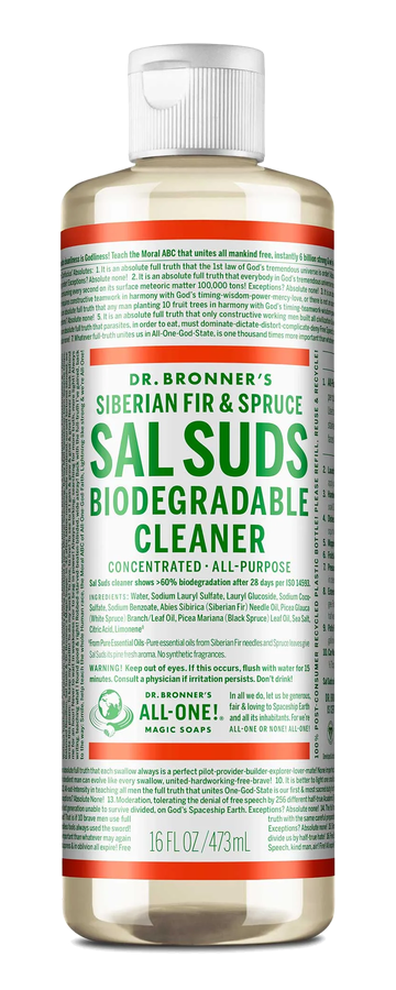 Dr. Bronner’s Sal Suds biodegradable cleaner bottle
